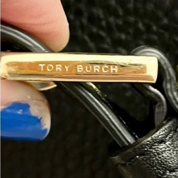 Tory Burch Black pebbled Leather Tote Bag with remov crossbody strap and dusty - Picture 7 of 10